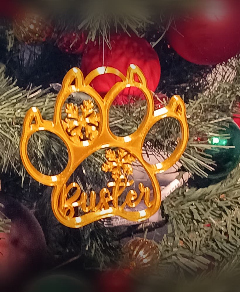 Buster Pet Cat Paw Print Christmas Ornament Decoration 3d model