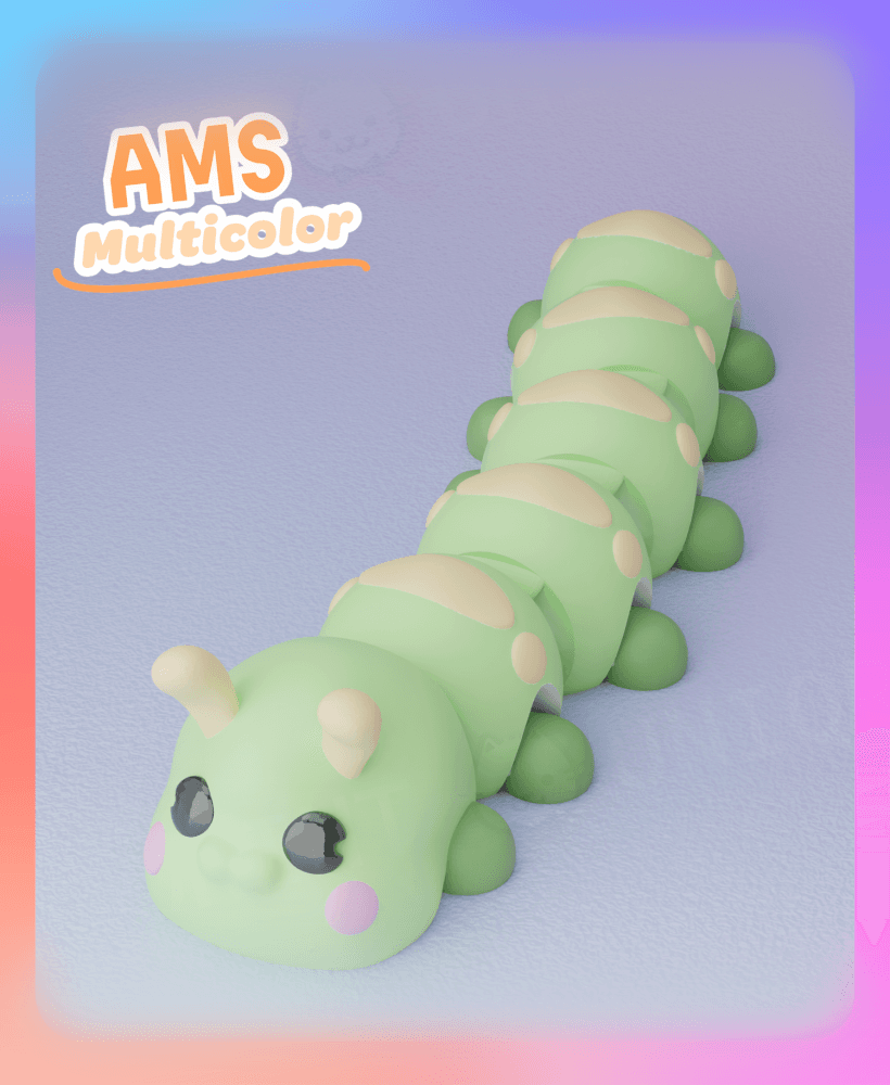 Flexi Caterpillar Keychain (Multicolor) 3d model