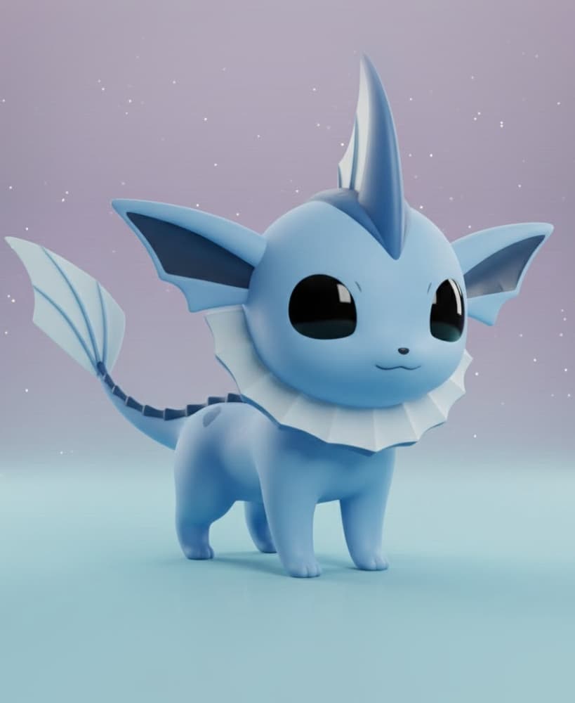 VAPOREON POKÉMON KAWAII – COLLECTIBLE 3D FIGURE 3d model