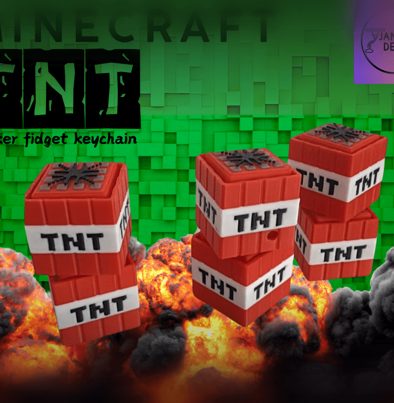 Minecraft TNT Clicker Fidget and Keychain 3d model