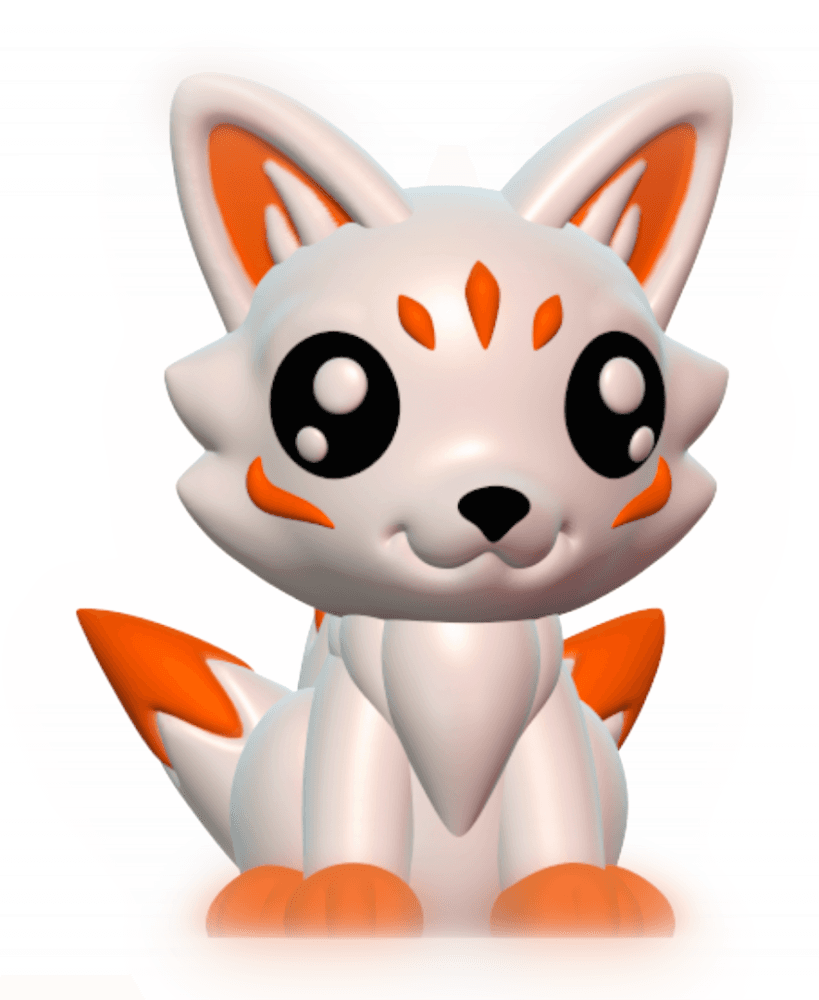 Cute Cryptid Baby Kitsune Fox Spirit 3D Printable Fantasy Model 3d model