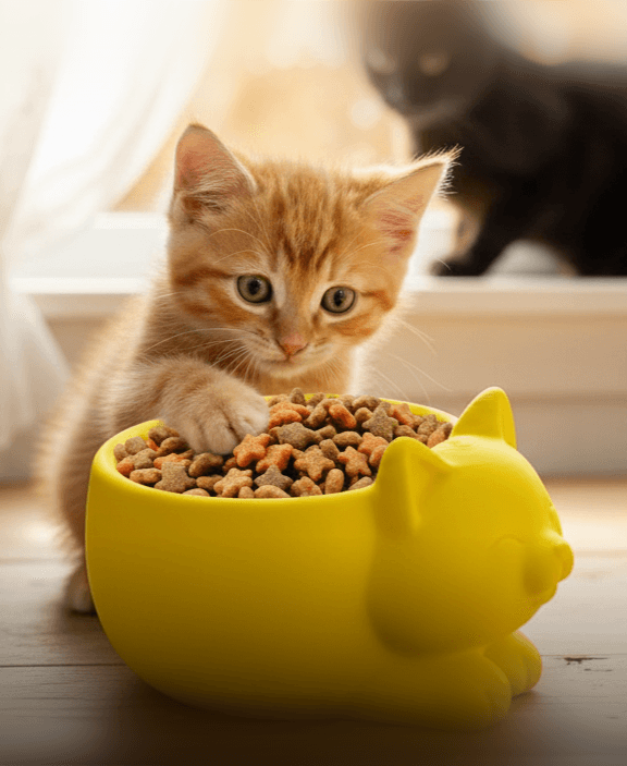 Kissing Cat Bowl: Perfect Pet Feeder! 3d model