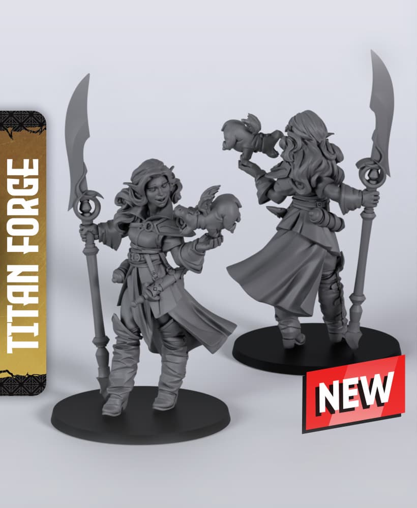 Elf Druid - With Free Dragon Warhammer - 5e DnD Inspired for RPG and Wargamers 3d model