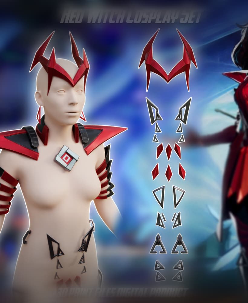 Red Witch Accessories Cosplay Set Marvel Rivals 3d model