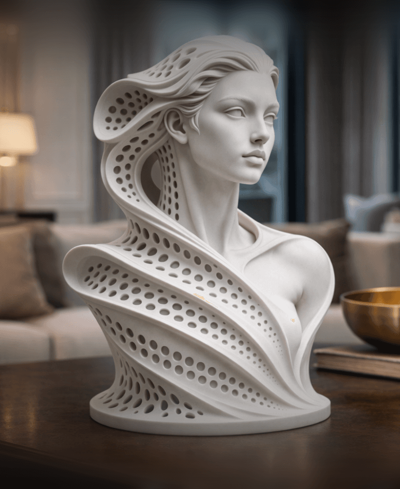 Biomorphic Muse Bust STL – Organic Female Sculpture for 3D Printing 3d model