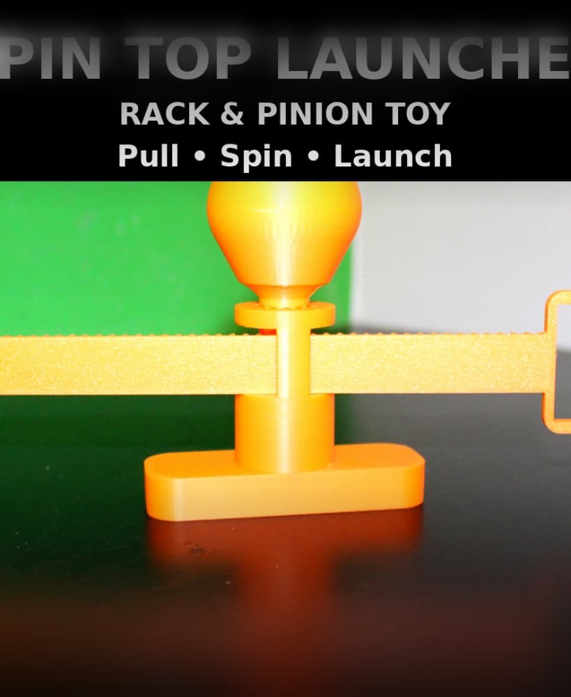 Spin Top Launcher Toy – Rack and Pinion Pull-to-Spin Mechanism 3d model