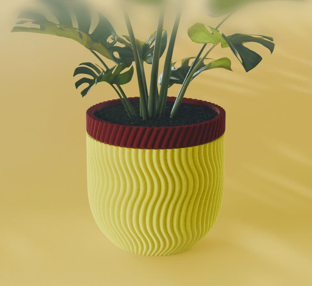 Kaze Planter Pot, Scalloped Sine | Small, Medium, Large | Self Watering and Drip Tray 3d model