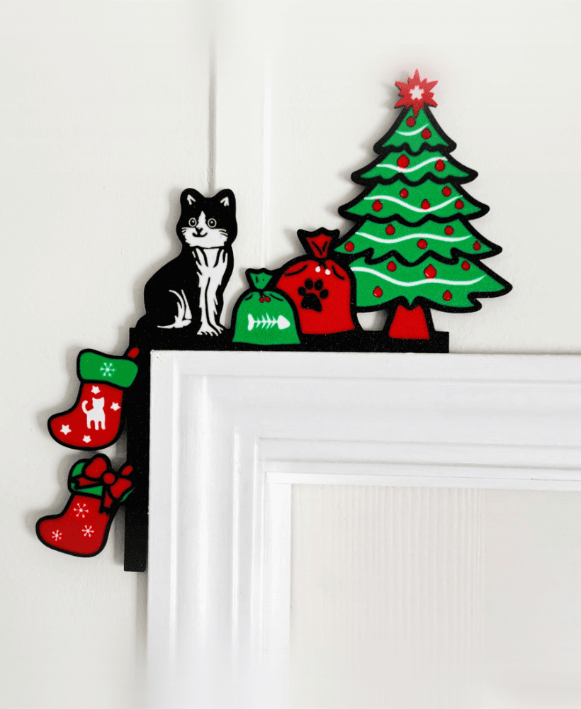Christmas Holiday Cat Lover Door Corner Decor Holiday Cat Lover Christmas Home Decor 3d model