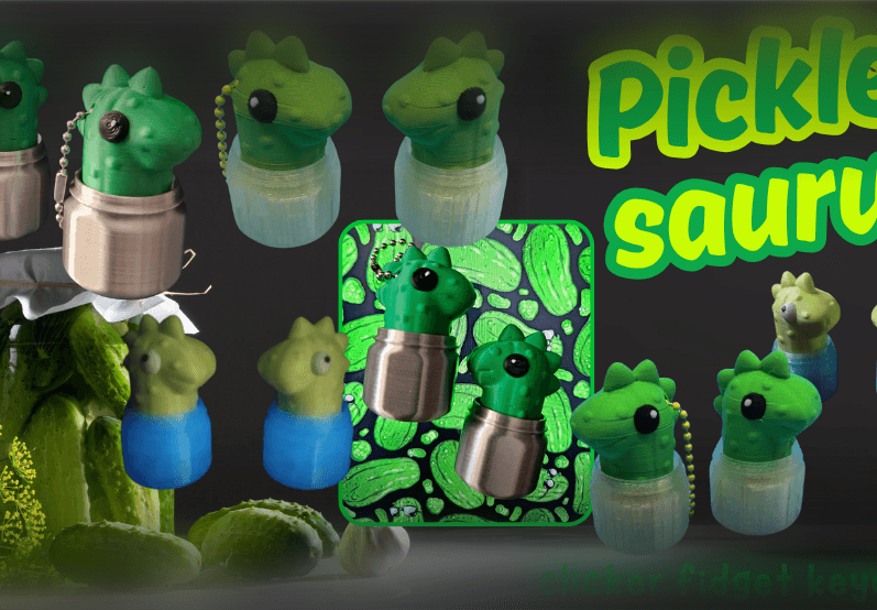 Pickle-saurus!! Clicker Fidget and Keychain 3d model