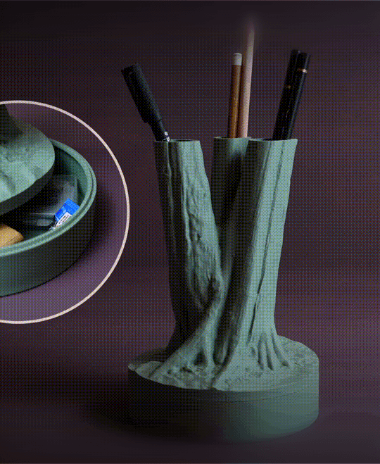 Tree trunk pencil holder / desk organizer “Thuja Occidentalis” 3d model