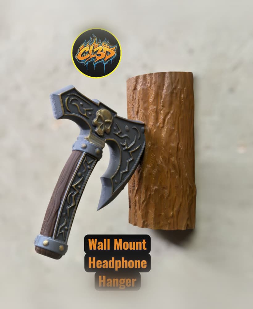 Executioner Axe Headphone Hanger - Log 3d model