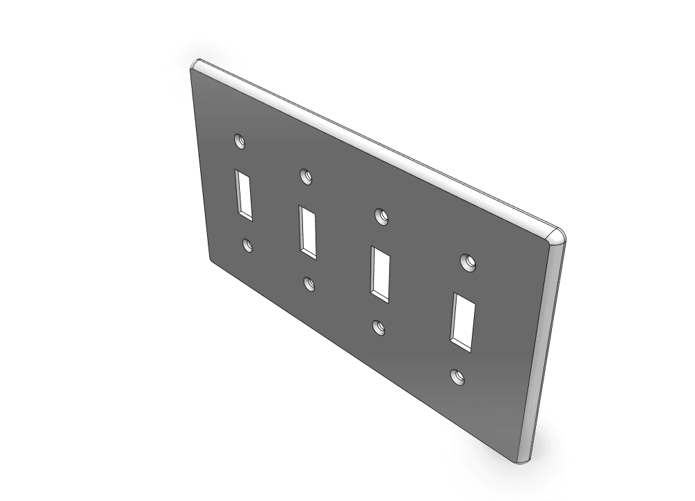 Four Gang Toggle Switch Style Wall Plate (Original Replacement) 3d model