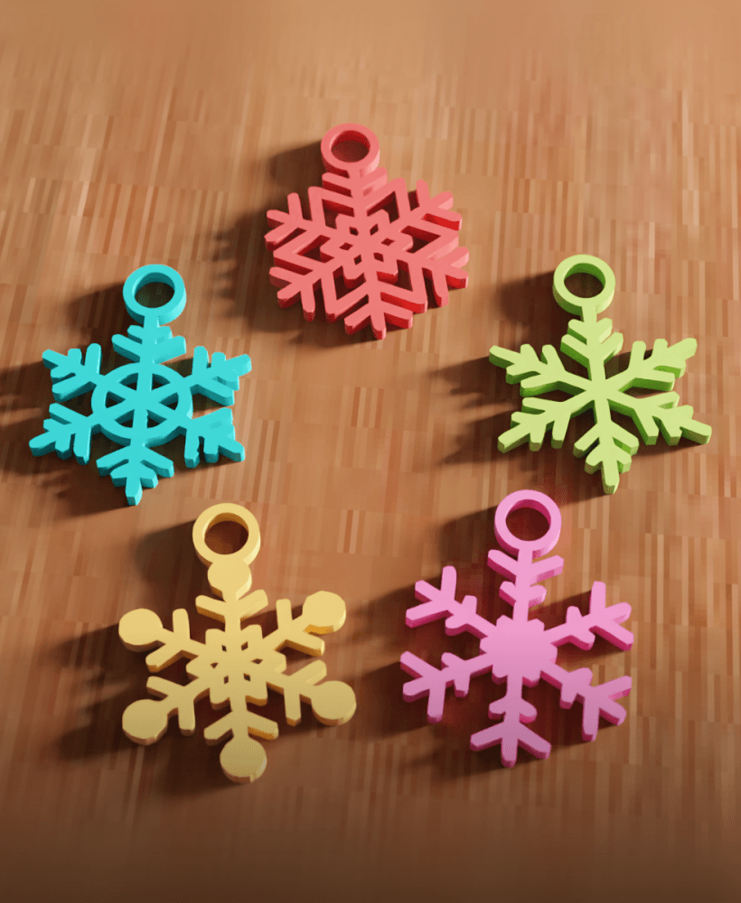 Snowflake Christmas Ornament Set 3d model