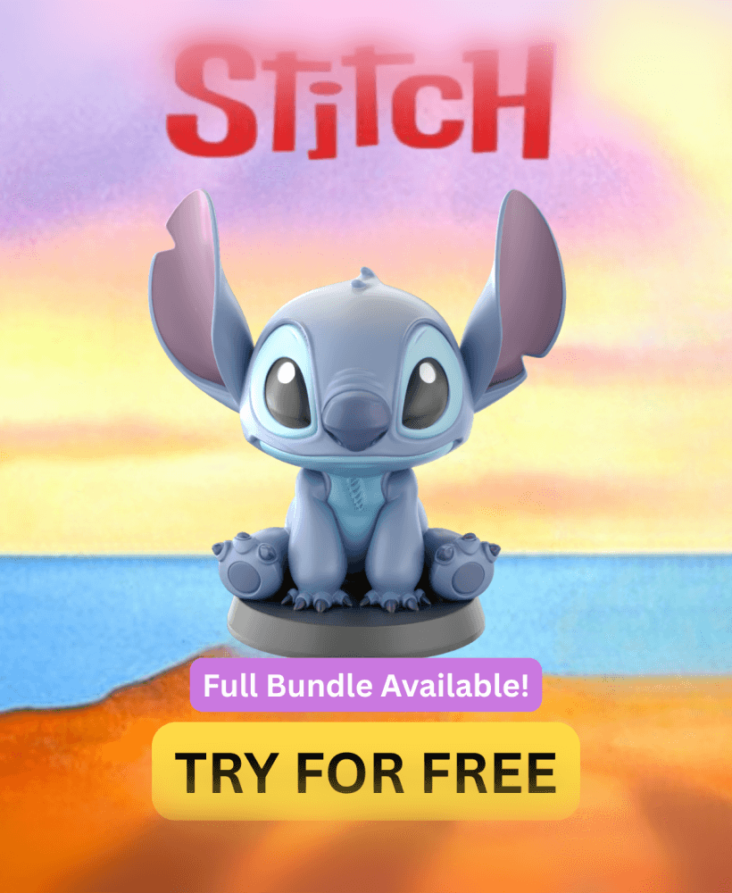 Stitch Lilo and Stitch - Free Sample STL Cartoon | Full Bundle on Profile 3d model