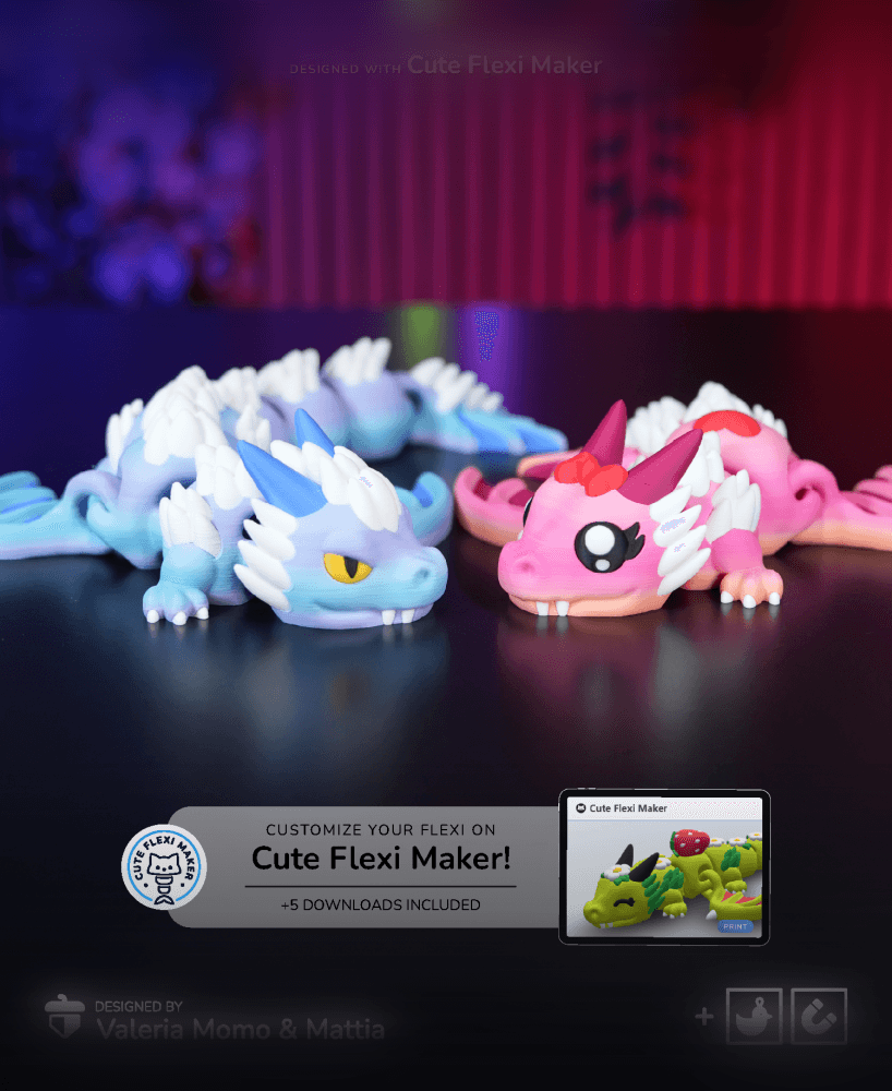 Cute Flexi Dragon + Cute Flexi Maker Access 3d model