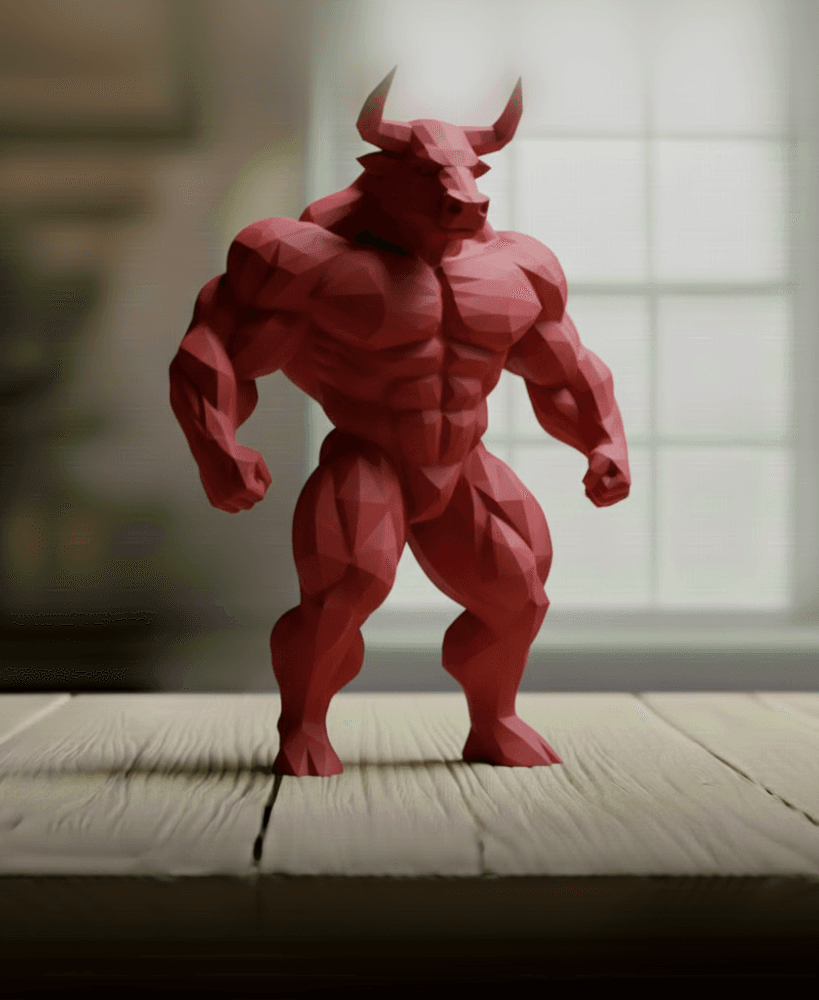Buff Bull Low Poly - Geometric Bodybuilder Sculpture 3d model