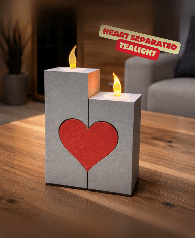 HEART SEPERATED TEA LIGHT / VALENTINES TEA LIGHT / MODERN HOMEDECOR 3d model