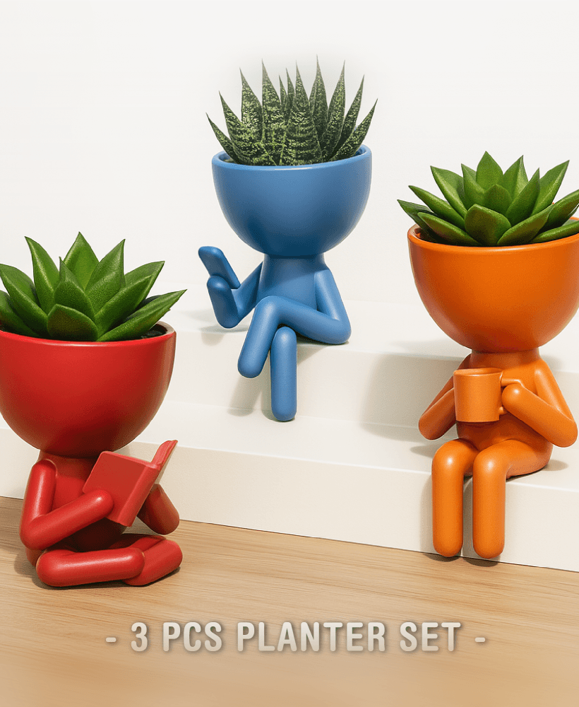 Add personality to your plant collection with the 3D Human Planter Set – a charming trio of characte 3d model