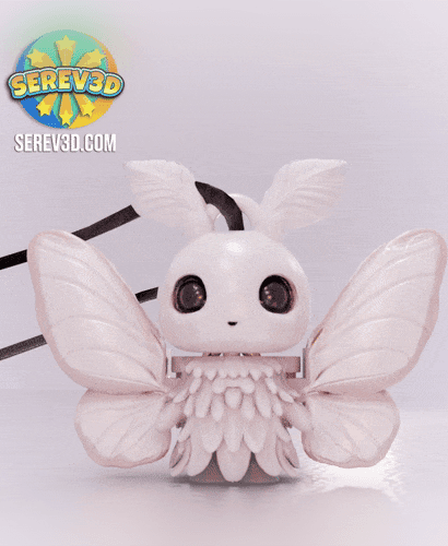 Lunar Moth Keychain - Flexi Print-in-Place Keychain - No Supports 3D Print STL/3MF 3d model