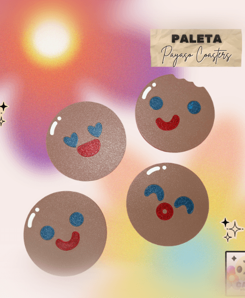 Paleta Payaso Coasters – Set of 4 Mexican Candy Coasters 3d model