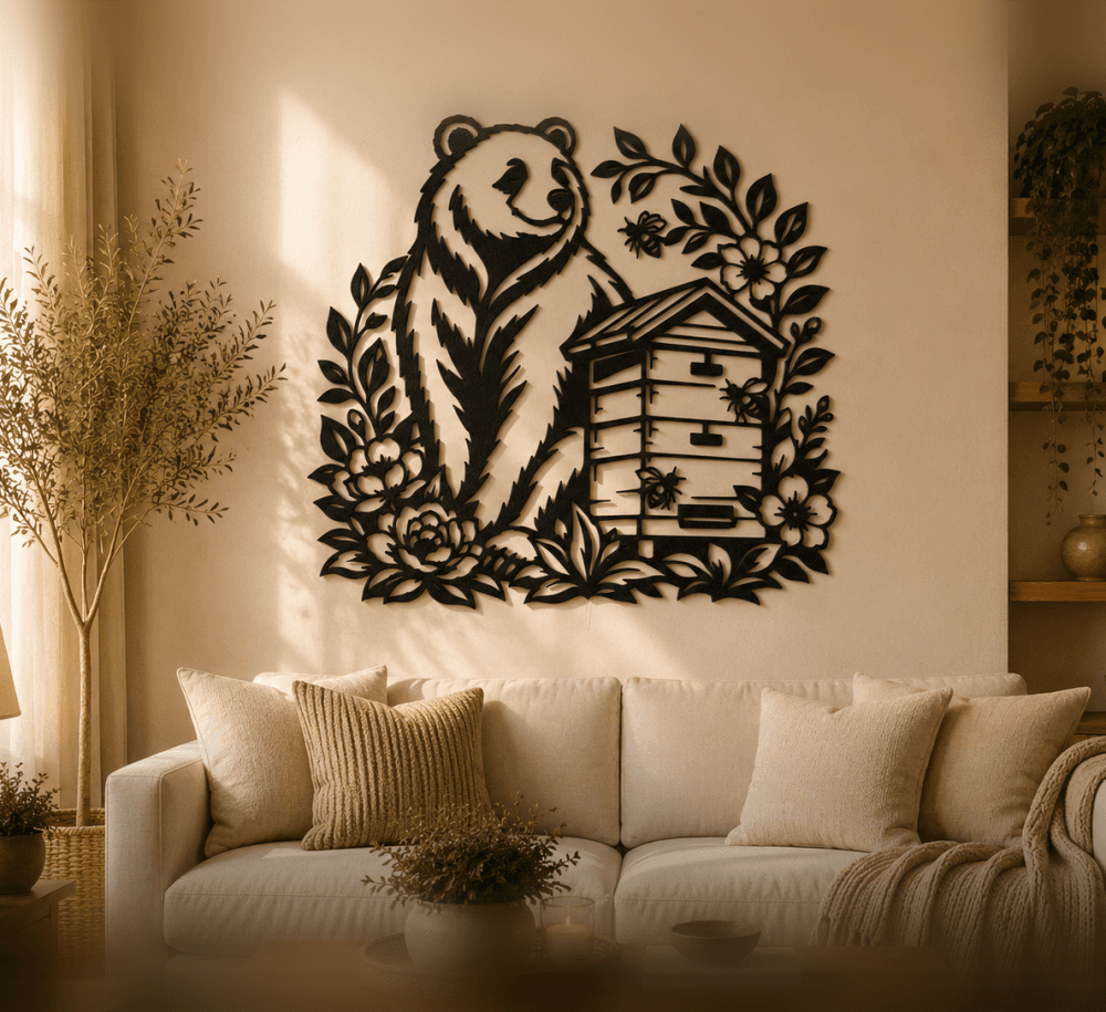 Bear and Beehive Wall Art Decor.3mf 3d model