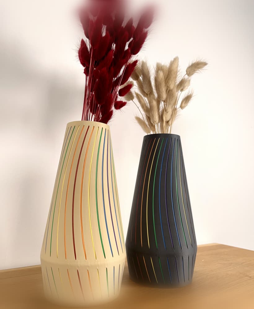 Stripy vase - easy multicolor print 3d model