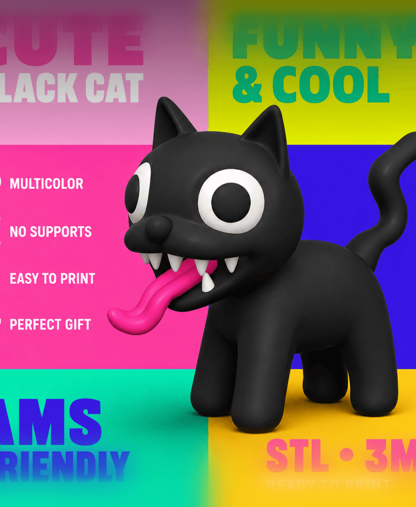 Funny Monster Cat Figurine 3d model