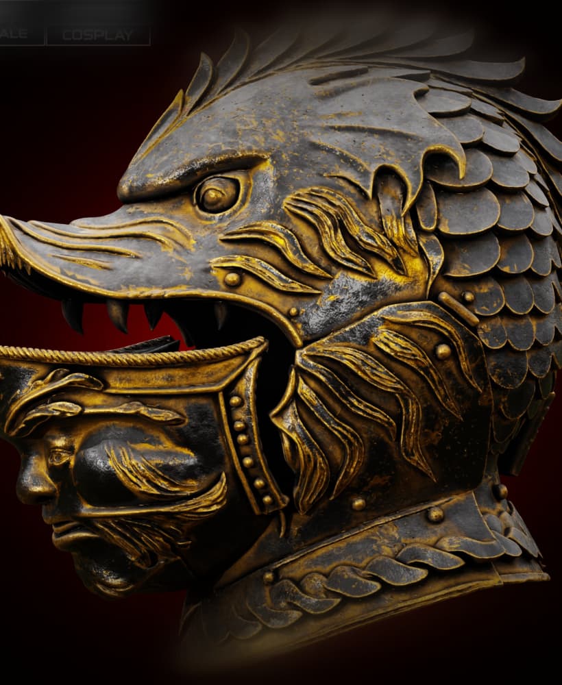 GROTESQUE MASK VISOR HELMET life size – early 16th century Fan Art STL 3d model