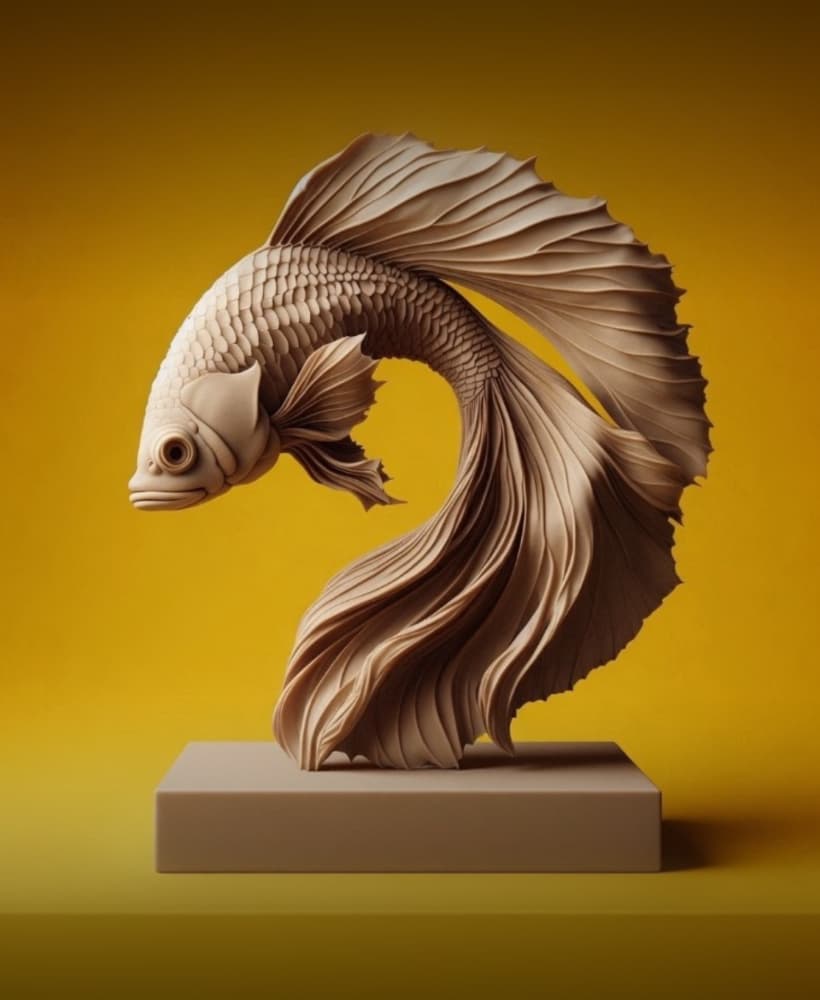 Betta Fish Sculpture – 3D Printable Flowing Fin Aquarium Decor 3d model