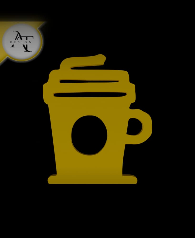 Simple Coffee Cup Symbol - 2D Art 3d model