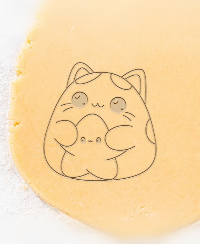 Cat and Star Cookie Cutter, Biscuit Cutter 3d model