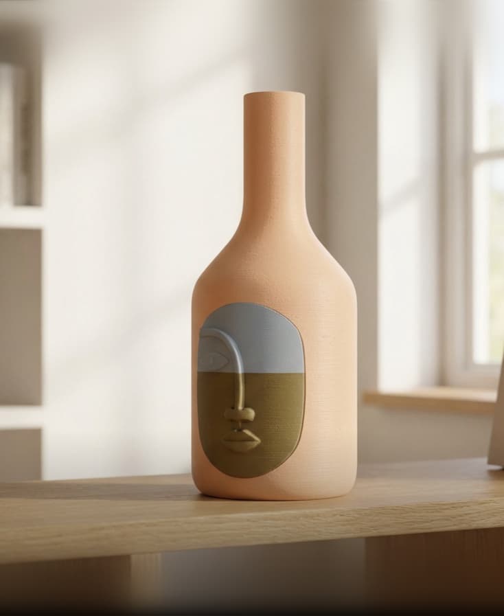 Horizon Face Bottle Vase - Modern Decor 3d model