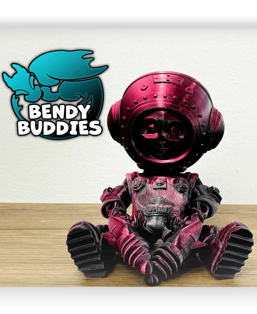Astronaut Skelenaut Blasters / Undead Soldier Articulated / Print-in-Place Creature / Cute Skelet 3d model