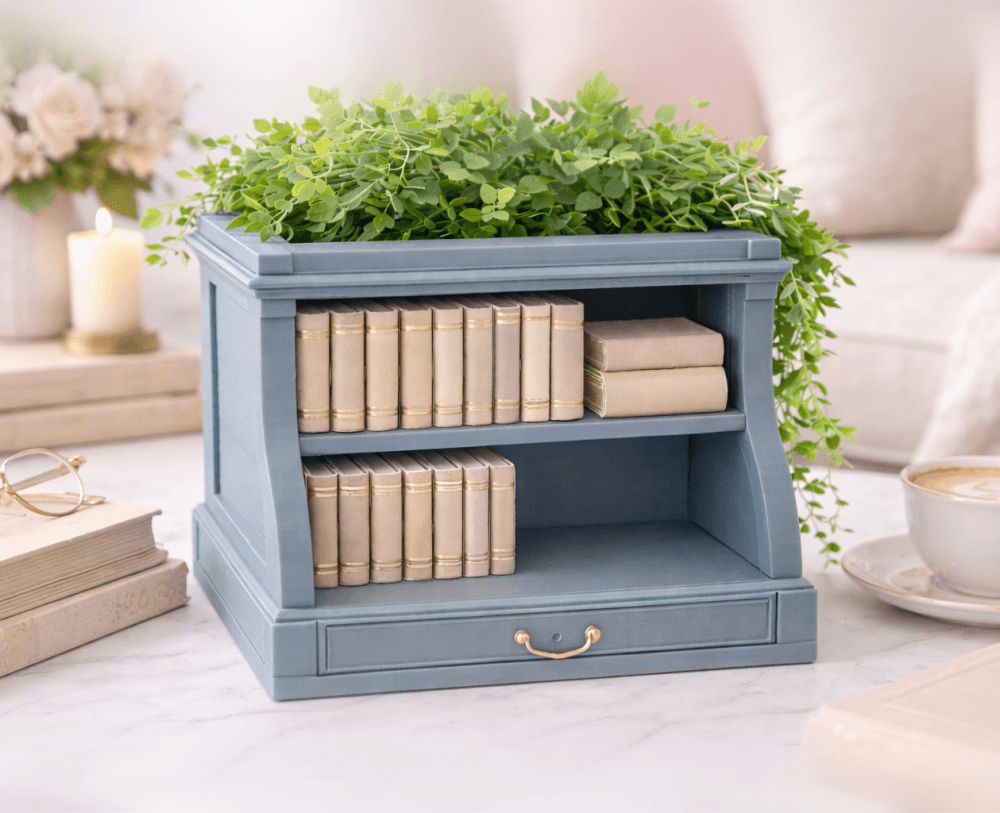 Bookshelf Planter STL β 3D Printable Book Lover Plant Pot | Mini Library Decor | Literary Shelf Plan 3d model