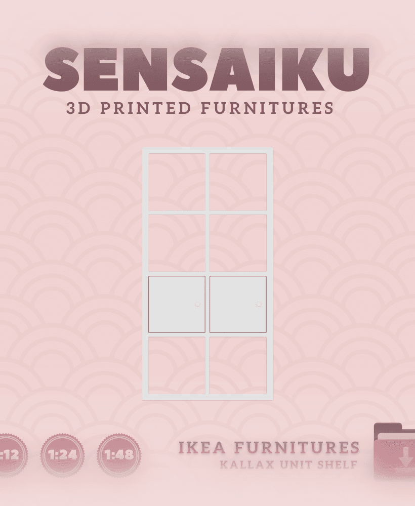 Miniature Replica 19. KALLAX Shelf Unit 2x4 with Doors with Underframe Door for Miniature Dollhouse 3d model