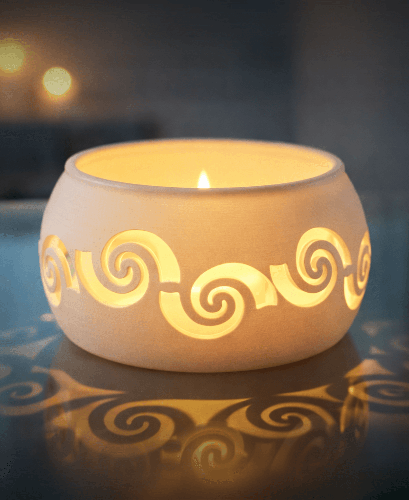 Spiral Pattern Candle Holder | Modern Tea Light - Shadow Lantern | Cozy Home Decor & Ambient Lightin 3d model