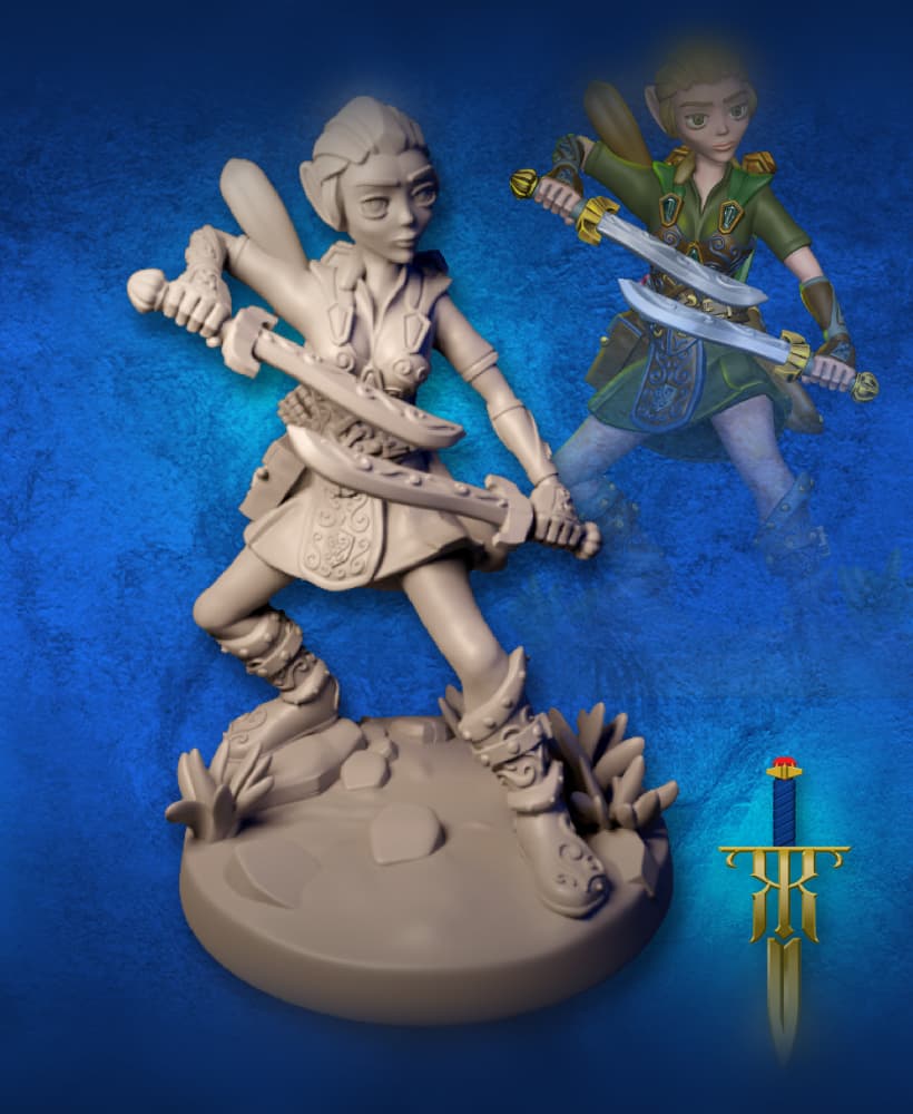 Elf Ranger Female Level 15 - Double Swords 3d model