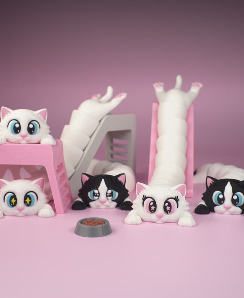 Articulated Cat & Cat House/Fun Slide Set 3d model