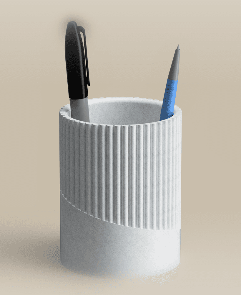 Sweeping Ribs Pen Cup 3d model