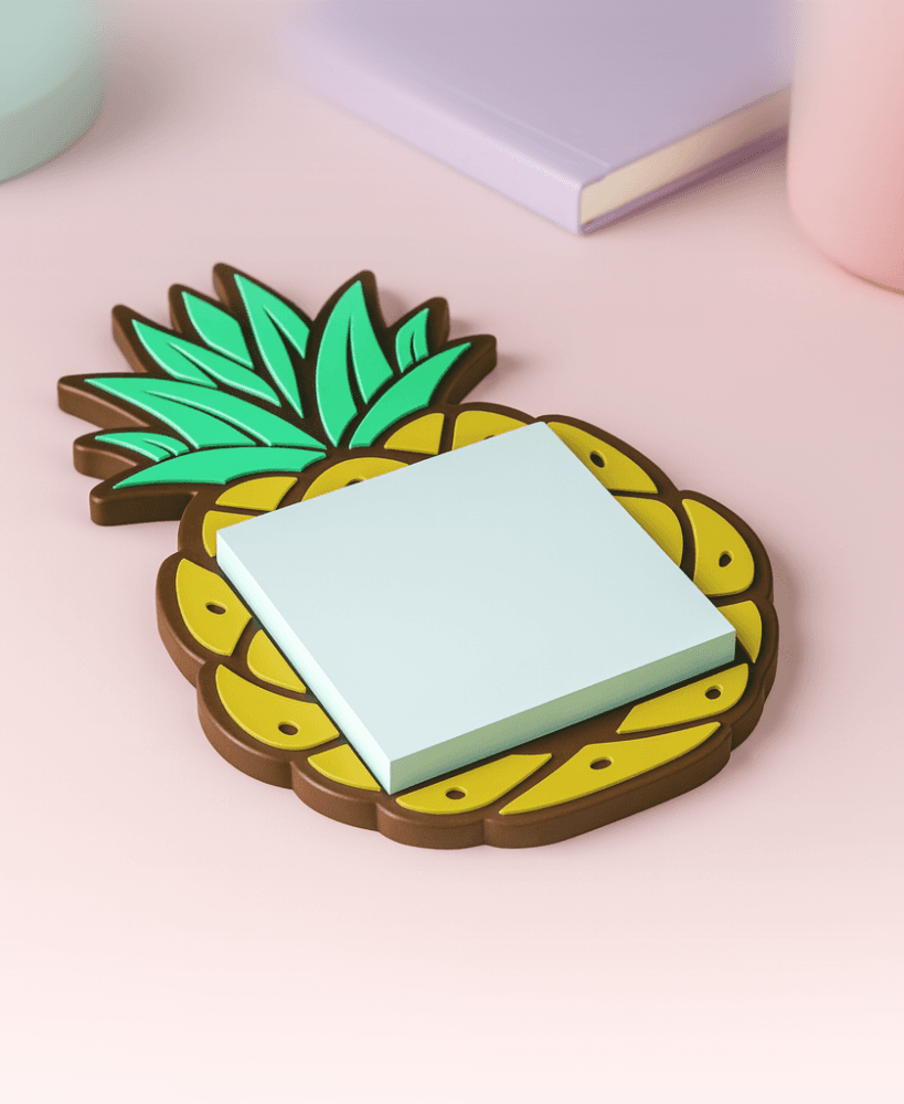 Pineapple Sticky Note Holder | Fun Tropical Desk Organizer | Fun Organizer for Office, School & Home 3d model