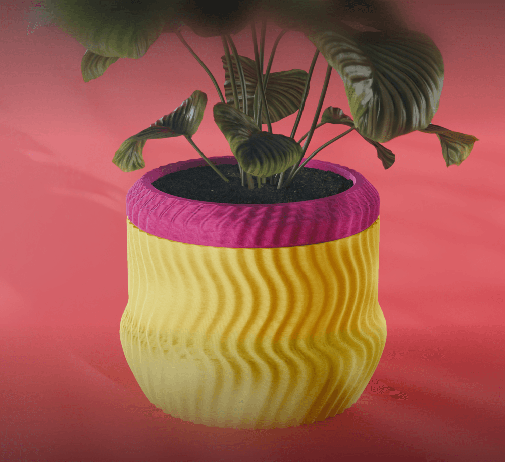 Yuki Planter Pot, Wavy Sine | Small, Medium, Large | Self Watering and Drip Tray 3d model