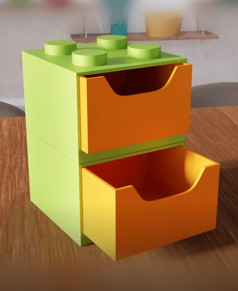 Modular Brick Toy Desktop Drawer Organizer 3d model