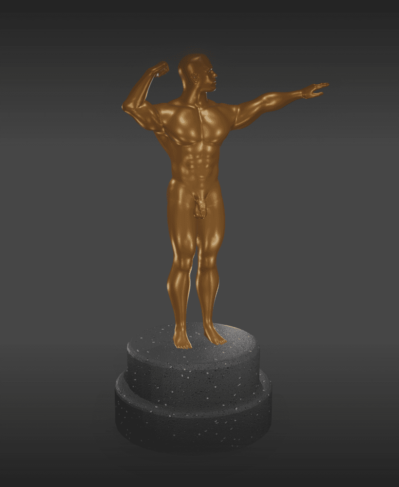 Bronze Male Statue 3d model