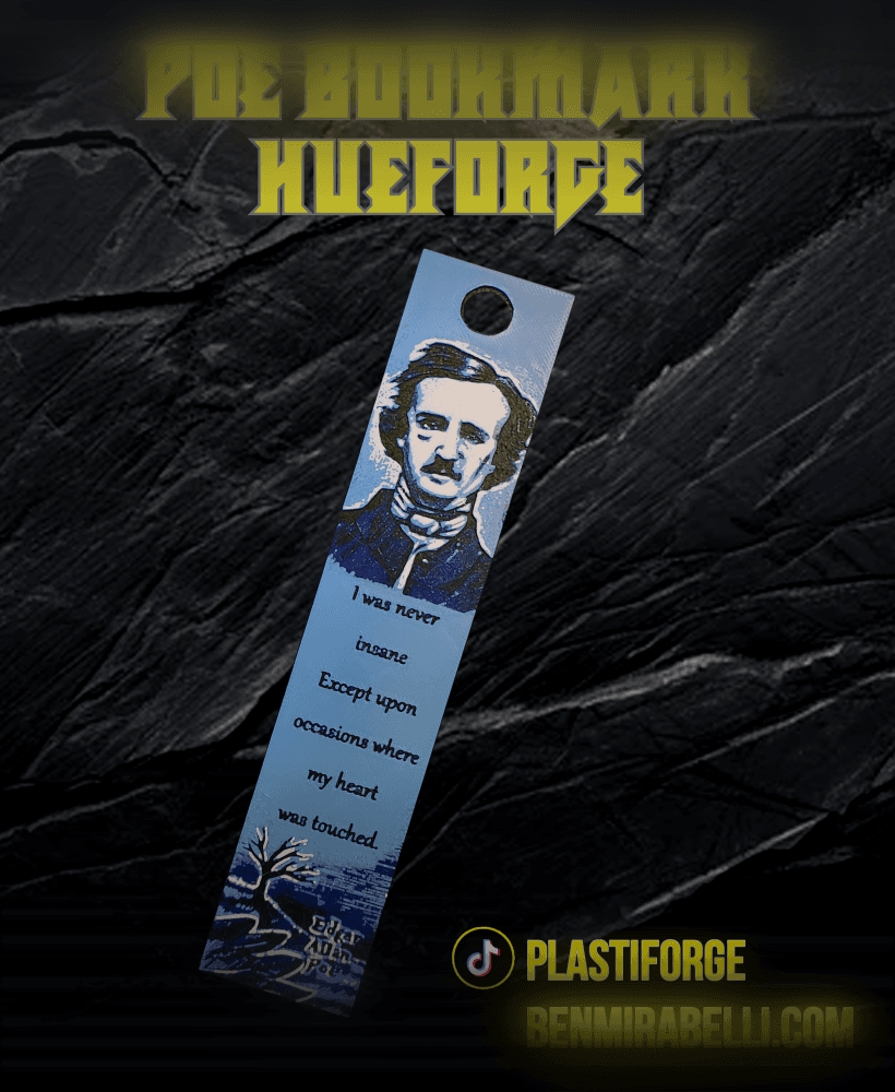 Poe Hueforge Bookmark 3d model