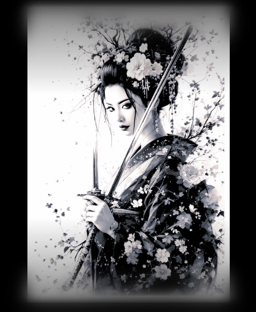 Deadly Beauty - The Asian Courtesan with her weapons ready - Hueforge art 3d model