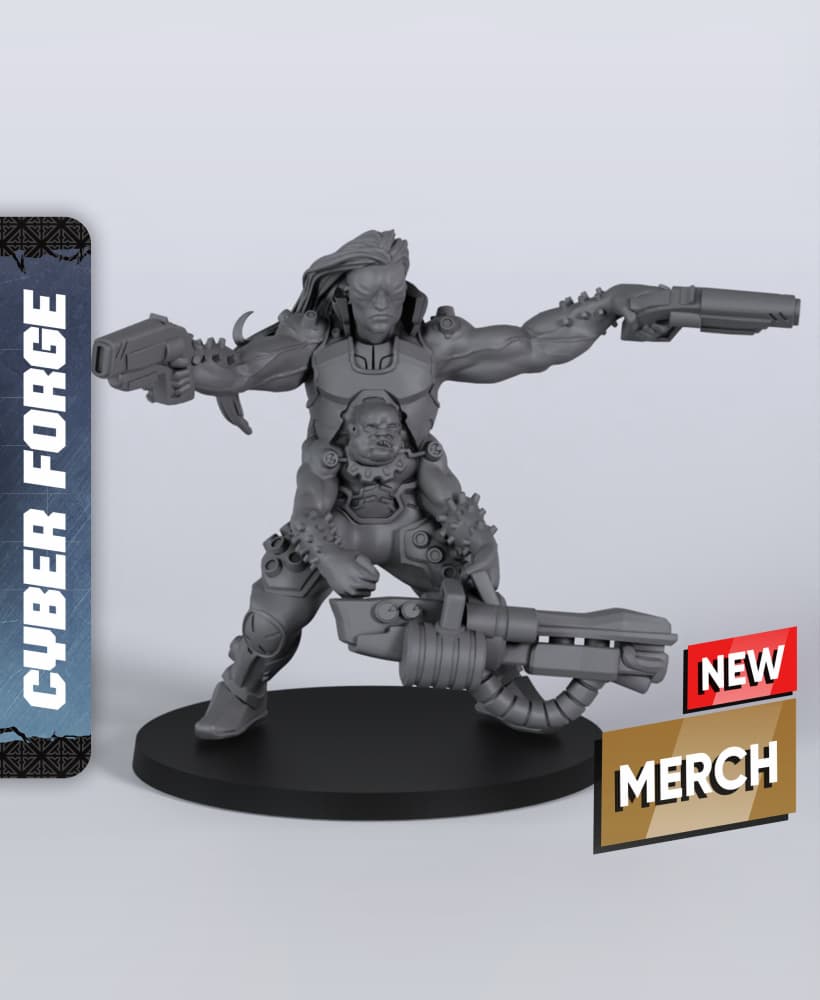 El Quatro - With Free Cyberpunk Warhammer - 40k Sci-Fi Gift Ideas for RPG and Wargamers 3d model