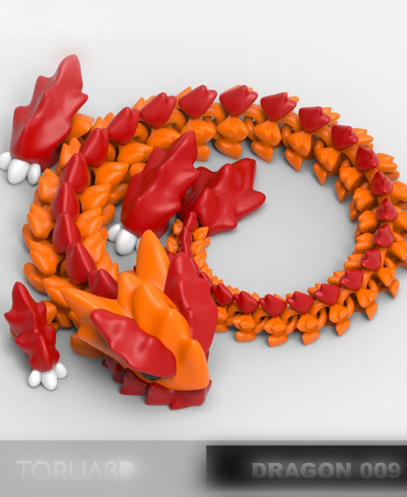 Articulated Dragon 009 - Print in place - No supports - 3mf - STL 3d model