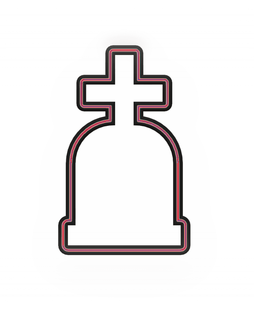 Tombstone with Cross Top Cookie Cutter STL File - 4 inches 3d model