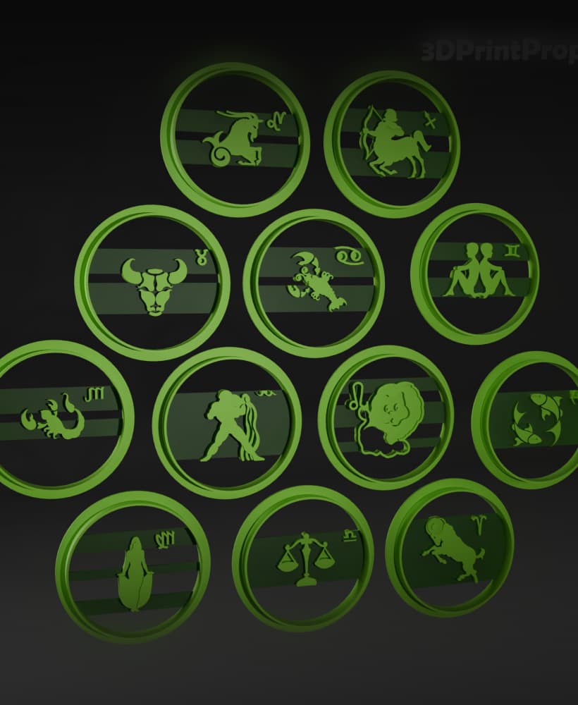 Zodiac Signs Cookie Cutters – 12 Horoscope Set – Astrology Theme – FDM Ready 3d model