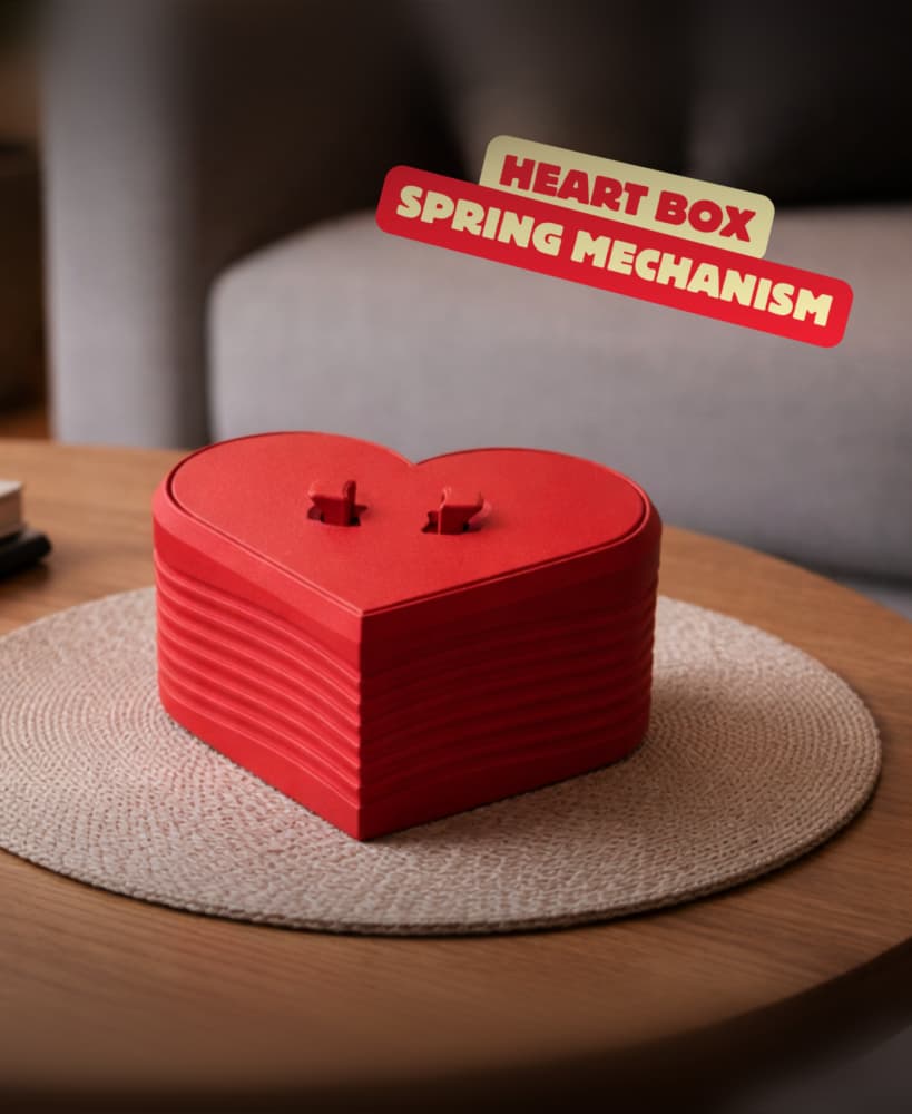 BOX IN HEART SHAPE FOR VALENTINES DAY / GIFT / MOTHERSDAY / SPRING MECHANISM 3d model